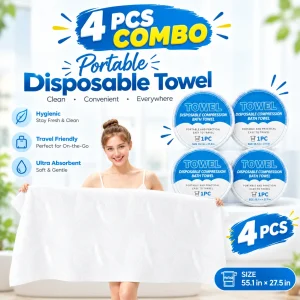 4 Pcs - Disposable Compression Bath Towel – Portable Travel Towel
