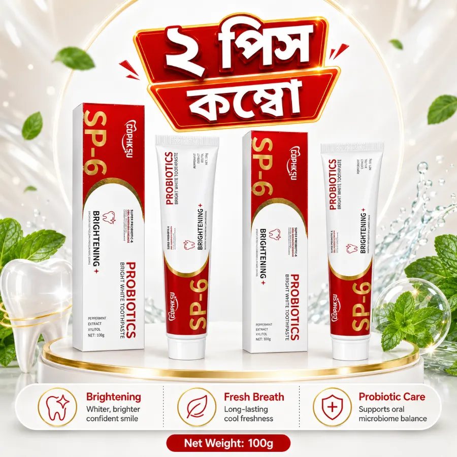 (2 Pcs Combo) SP-6 Super Probiotics Bright White Toothpaste