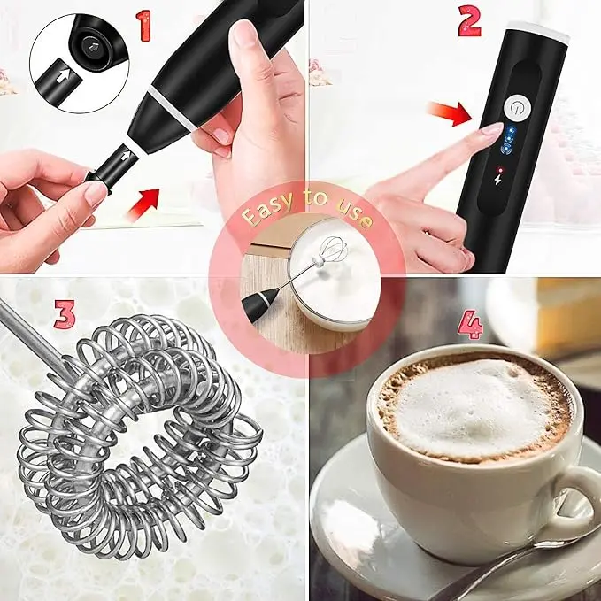 2-in-1 Electric Coffee Mixer, Milk Frother & Egg Beater (USB Rechargeable) - Image 4