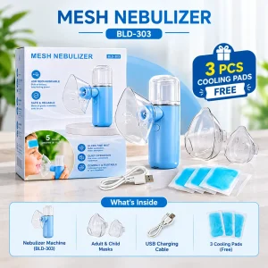 Rechargeable Mesh Nebulizer Machine BLD-303 with 3 Free Cooling Pads